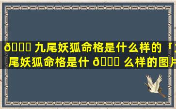 🐘 九尾妖狐命格是什么样的「九尾妖狐命格是什 🐒 么样的图片」